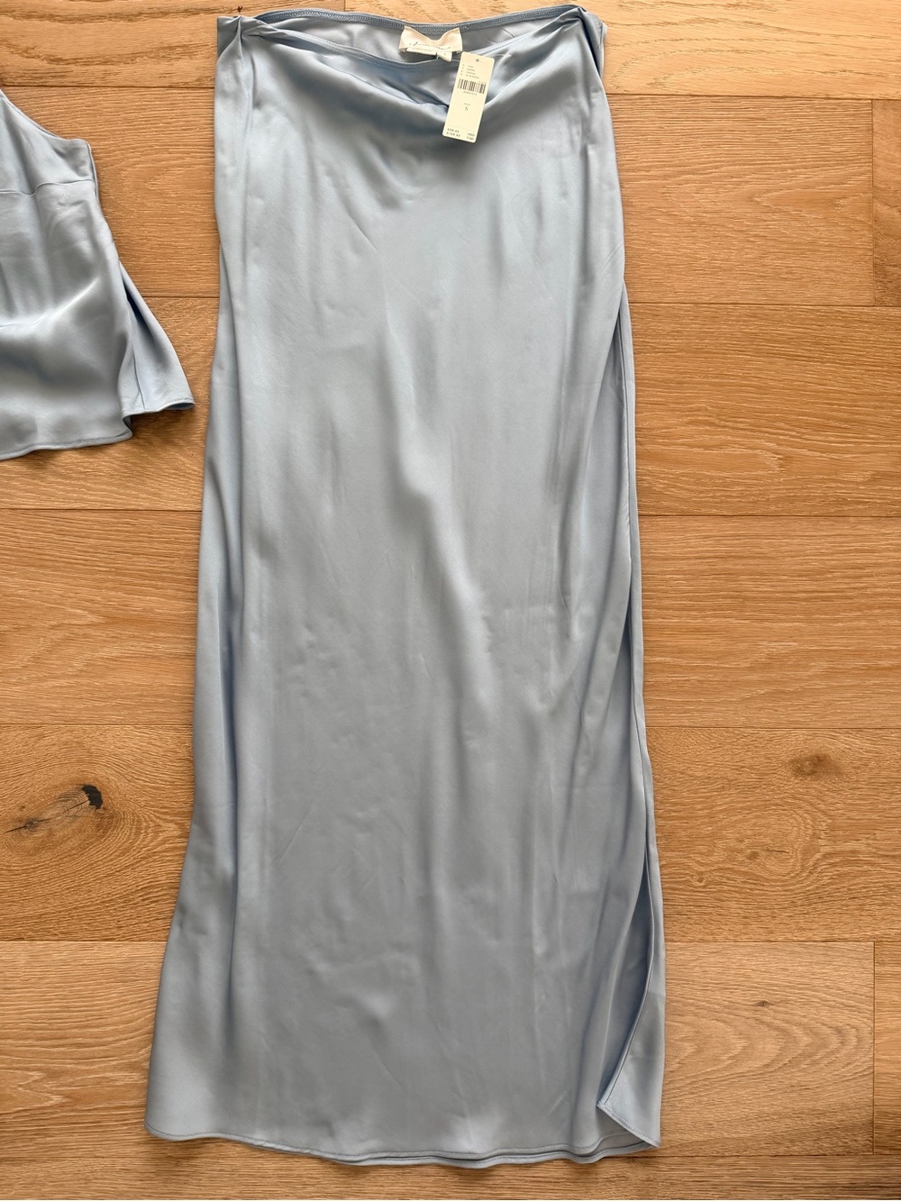 Anthropologie Silk-Blend Maxi Skirt in Pale Blue - Picture 3 of 5